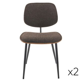 Signature Lote de 2 sillas de tela gris con base de metal negro - A76 cm