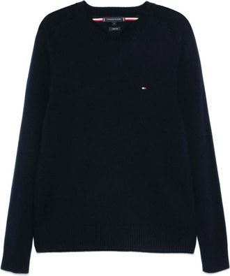 Tommy Hilfiger Truien & Vesten, Heren, Blauw, S, Trui met ronde hals en logo