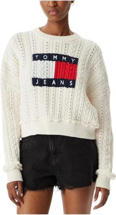 Tommy Hilfiger Round-neck Knitwear, female, White, Size: XS Round-neck Knitwear