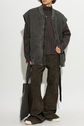 Rick Owens Oversized Denim Vest, Mens, Grey