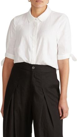 Universal Standard Luisa Linen Blend Button-Up Shirt in Bright White at Nordstrom, Size Xs