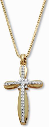 Palm Beach Jewelry 16 TCW Diamond 18K Gold-Plated Sterling Silver Cross Pendant 18 Inches