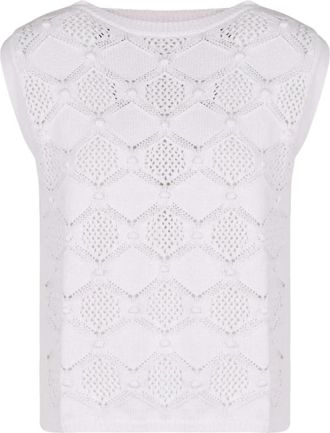Max Mara Ronde Hals Mouwloze Trui - Dames - Tops zonder mouwen - Wit - S - Tops