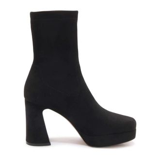 Emanuelle Vee Heeled Boots, female, Black, 3 UK, Black Stretch Ankle Boots