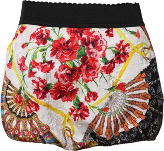 Dolce & Gabbana Womens Floral Print Silk Blend Skirt - White - Size EU 38 (Womens)
