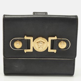 Versace Medusa Black Leather French Wallet