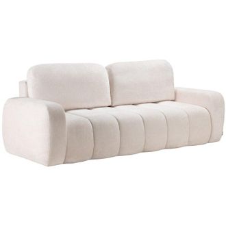 Vente-Unique Divano letto 3 posti in tessuto ciniglia beige TALIVO