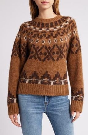 Frame Denim Fair Isle Alpaca Blend Sweater in Camel Multi at Nordstrom Rack, Size Medium