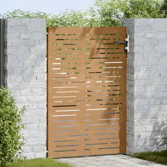 Berkfield Home Beautiful Garden Gate 85x150 cm Corten Steel Square Design in Brown