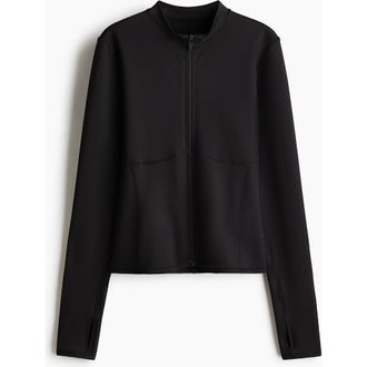 H&M Warming Zip-through Sports Jacket With Drymove in Black at Nordstrom, Size Xx-Small