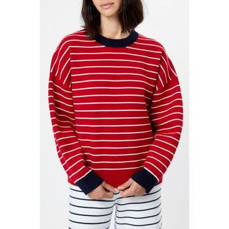 French Connection Marley Stripe Sweater in Crimson Red-White at Nordstrom, Size X-Small