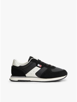 Tommy Hilfiger Mens Tommy Jeans Mixed-Texture Runner Sneaker - Black - US 11.5 / EU 45