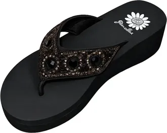 Yellow Box Womens Bertila Flip-Flops In Black