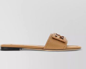 Fendi leather flat slide sandals