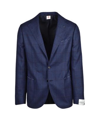 LUIGI BORRELLI NAPOLI Rounded Cashmere Jacket with Subtle Checkered Patterns