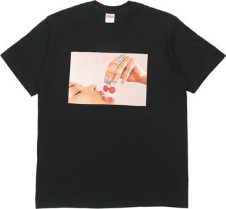 SUPREME SS20 Week 1 Cherries Tee Cherry Round Neck Short Sleeve Unisex Black SUP-SS20-279