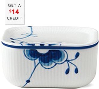 ROYAL COPENHAGEN Blue Fluted Mega Butter Jar With Lid With $14 Credit