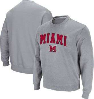 Colosseum Mens Colosseum Heathered Gray Miami University RedHawks Arch & Logo Tackle Twill Pullover Sweatshirt in Heather Gray at Nordstrom, Size Xxx-Large