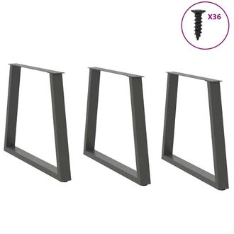Berkfield Home Modern Dining Table Legs V-Shape 3 pcs Anthracite 70x(72-73.3) cm in Black