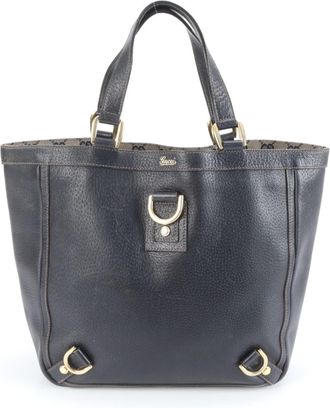 Gucci Abbey Navy Leather Tote Bag (Pre-Owned)