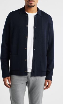 Jack Victor Milano Stitch Merino Wool Cardigan in Navy at Nordstrom, Size Xx-Large