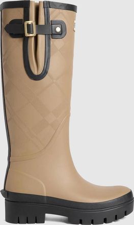 Barbour Bottes Leighton Tartan Tall Welly Military Brown Black