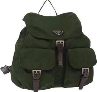 Prada Pre-owned Backpacks, female, Green, Size: ONE SIZE Pre-owned Nylon Backpack