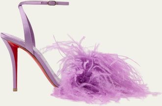 Christian Louboutin 100mm Miss Z Poupi Silk Feather Pumps