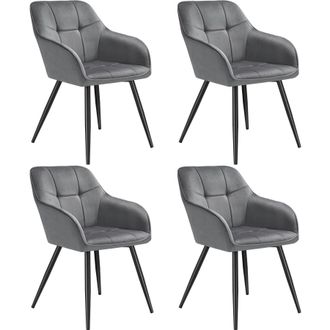 TecTake Dining Chair Marilyn Set Of 4 - Grey/Black in Grey | Size: 4 Pack