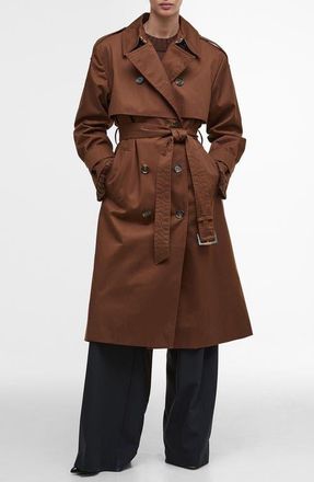 Barbour Aoife Belted Water Resistant Trench Coat in Vicuna/Hessian Tartan at Nordstrom, Size 12 Us
