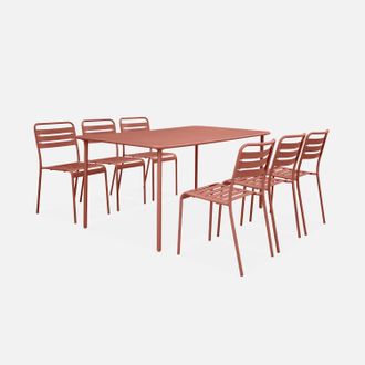 Sweeek Set Mesa De Jard&iacute;n Bistr&oacute; De Acero Con 6 Sillas, 160cm