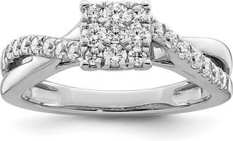 Diamond2Deal 14k White Gold Lab Grown Diamond Engagement Ring 1/2Ct Clarity- VS Color- G-H