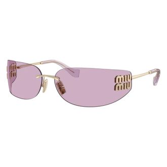 Miu Miu Accessoires, unisex, Geel, ONE Size, Rechthoekige Randloze Zonnebril
