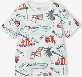 Vertbaudet Jungen T-Shirt mit Recycling-Baumwolle wei&szlig; bedruckt