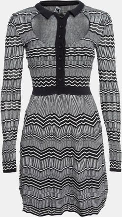 M Missoni Black/white Patterned Knit Mini Dress