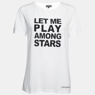 Emporio Armani White Printed Cotton Short Sleeve T-Shirt