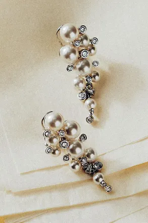 Nadri Under The Sea Crystal & Pearl Cascade Earrings