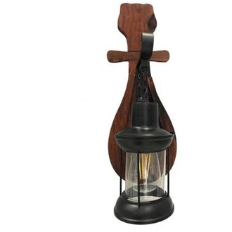 Trade Shop Trade Shop Traesio - Trade Shop - Applique Lanterna a Parete In Legno Stile Vintage E27 Lampada Industriale E30
