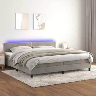 vidaXL Vidaxl - Cama Box Spring Colch&oacute;n Y Led Terciopelo Gris Claro 200x200 Cm