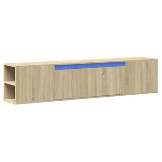 Berkfield Home TV Wall Cabinet with LED Sonoma Oak 180x31x39.5 cm in Light Brown
