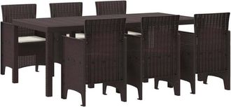 vidaXL Conjunto De Comedor De Jard&iacute;n 7 Pcs Marr&oacute;n Ratan Polt Vidaxl
