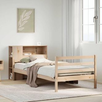 vidaXL Cama Con Estanter&iacute;a Sin Colch&oacute;n Madera Maciza De Pino 90x200 Cm Vidaxl