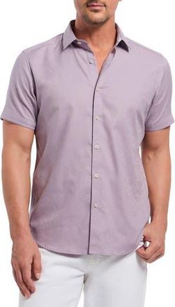 Robert Graham Odyssey Short Sleeve Woven Button-Up Shirt in Lilac at Nordstrom Rack, Size Xx-Large