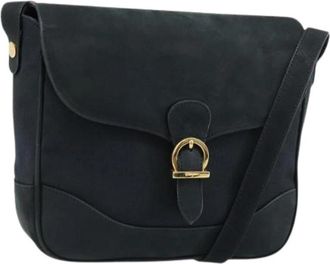 Ferragamo Pre-owned Suede Shoulder Bag - Dames - Vintage Schoudertas - Blauw - ONE Size - Su&egrave;de - Vintage