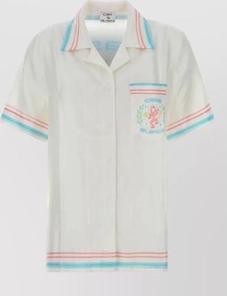 Casablanca silk shirt short sleeves graphic print pocket