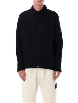 Stone Island Black Knit Button Up Shirt