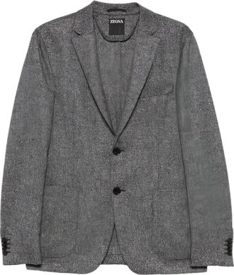 Ermenegildo Zegna buttoned herringbone-pattern blazer - Grey