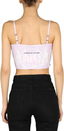 Vision Of Super Thin Strap Polyester Cropped Top - Purple