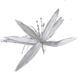 Christmas Sparkle Super Flower Decoration Glitter 45cm - Silver | TJ Hughes