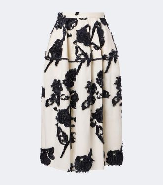 Erdem Floral fil coup&eacute; poplin midi skirt